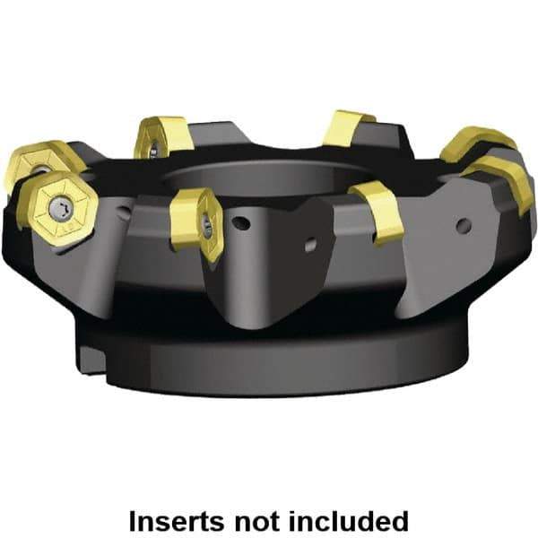 Kennametal - 8 Inserts, 4.64" Cutter Diam, 0.087" Max Depth of Cut, Indexable High-Feed Face Mill - 1.2598" Arbor Hole Diam, 1.989" High, KSHR Toolholder, HNGJ 0905.. Inserts, Series Dodeka High-Feed - USA Tool & Supply