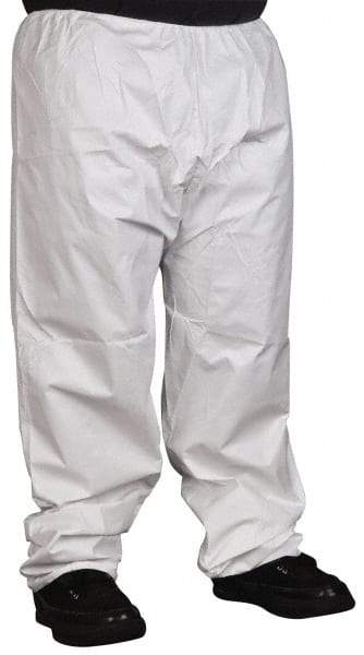 PRO-SAFE - Size XL, Microporous Spun Bonded Polyolefin General Purpose Work Pants - White - USA Tool & Supply