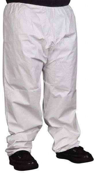 PRO-SAFE - Size M, Microporous Spun Bonded Polyolefin General Purpose Work Pants - White - USA Tool & Supply
