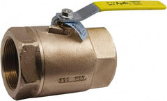 Conbraco - 1" Pipe, Standard Port, Lead Free Bronze Standard Ball Valve - 2 Piece, Female NPT Ends, Lever Handle, 600 WOG, 150 WSP - USA Tool & Supply