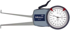 Mitutoyo - 1.2 to 2" Inside Dial Caliper Gage - 0.0005" Graduation, 0.0015" Accuracy, 3.3" Leg Length, 0.26" Deep x 0.06" Wide Groove, Ball Contact Points - USA Tool & Supply