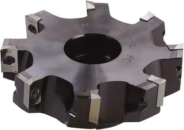 Kyocera - 50.8mm Cut Diam, 25.4mm Arbor Hole, 12.7mm Max Depth of Cut, 30° Indexable Chamfer & Angle Face Mill - 3 Inserts, XPMT 15T3 Insert, Right Hand Cut, 3 Flutes, Series FM - USA Tool & Supply