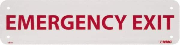 NMC - Emergency Exit, Plastic Exit Sign - 12" Wide x 3" High, Glow-in-the-Dark - USA Tool & Supply