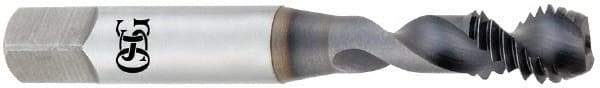 OSG - M12x1.75 Metric Coarse 2 Flute 6H Modified Bottoming Spiral Flute Tap - Vanadium High Speed Steel, TiCN Finish, 3-3/8" OAL, Right Hand Flute, Right Hand Thread, D6, Series 13158 - USA Tool & Supply