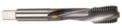 OSG - M10x1.50 Metric Coarse 3 Flute 6H Modified Bottoming Spiral Flute Tap - Powdered Metal, TiCN Finish, 2-15/16" OAL, Right Hand Flute, Right Hand Thread, D6, Series 345TI - USA Tool & Supply