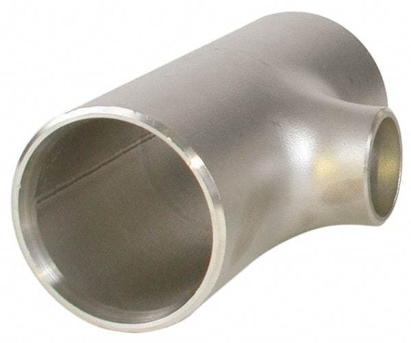 Merit Brass - 6 x 2" Grade 304L Stainless Steel Pipe Tee - Butt Weld x Butt Weld x Butt Weld End Connections - USA Tool & Supply