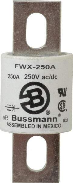 Cooper Bussmann - 250 VAC/VDC, 250 Amp, Fast-Acting Semiconductor/High Speed Fuse - Stud Mount Mount, 3-27/32" OAL, 200 (RMS), 50 at DC kA Rating, 1-1/2" Diam - USA Tool & Supply