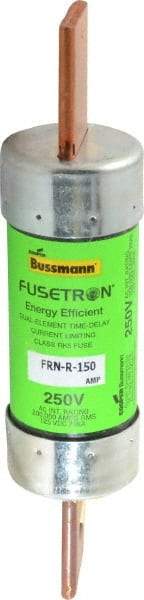 Cooper Bussmann - 125 VDC, 250 VAC, 150 Amp, Time Delay General Purpose Fuse - Bolt-on Mount, 7-1/8" OAL, 20 at DC, 200 (RMS) kA Rating, 1-9/16" Diam - USA Tool & Supply