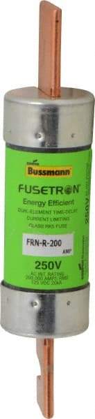 Cooper Bussmann - 125 VDC, 250 VAC, 200 Amp, Time Delay General Purpose Fuse - Bolt-on Mount, 7-1/8" OAL, 20 at DC, 200 (RMS) kA Rating, 1-9/16" Diam - USA Tool & Supply