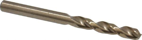 Cleveland - #15 135° Parabolic Flute Cobalt Screw Machine Drill Bit - Oxide/Gold Finish, Right Hand Cut, 1-1/8" Flute Length, 2-3/16" OAL, Split Point, Straight Shank - USA Tool & Supply