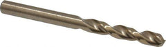 Cleveland - #15 135° Parabolic Flute Cobalt Screw Machine Drill Bit - Oxide/Gold Finish, Right Hand Cut, 1-1/8" Flute Length, 2-3/16" OAL, Split Point, Straight Shank - USA Tool & Supply