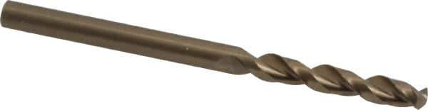 Cleveland - #30 135° Parabolic Flute Cobalt Screw Machine Drill Bit - Oxide/Gold Finish, Right Hand Cut, 15/16" Flute Length, 1-15/16" OAL, Split Point, Straight Shank - USA Tool & Supply