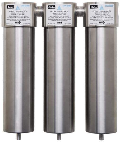 Parker - 1" Port, 12" High x 13" Wide, FRL Filter with Stainless Steel Bowl & Automatic Drain - 175 Max psi, 120°F Max - USA Tool & Supply