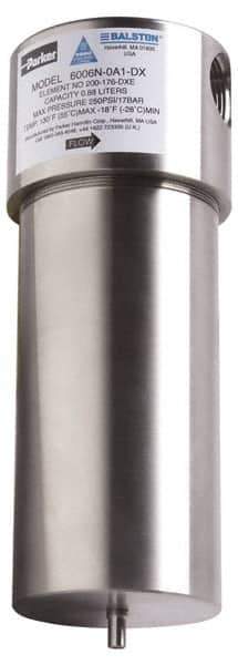 Parker - 1" Port, 12" High x 4" Wide, FRL Filter with Stainless Steel Bowl & Automatic Drain - 175 Max psi, 120°F Max - USA Tool & Supply