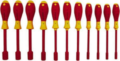 Wiha - 11 Piece 5/32 to 5/8" Insulated Nutdriver Set - Cushion Grip Handle - USA Tool & Supply