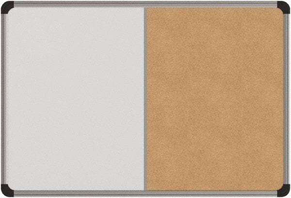 UNIVERSAL - 24" Wide x 18" High Dry Erase Combination Cork Bulletin Board - Melamine, Natural & White - USA Tool & Supply