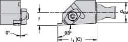 Kennametal - Insert Style NG 2R, 19.99mm Head Length, Right Hand Cut, Internal Modular Threading Cutting Unit Head - System Size KM16, 0.394" Center to Cutting Edge, Series Top Notch - USA Tool & Supply