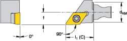 Kennametal - Neutral Cut, Size KM16, SCM Insert Compatiblity, Modular Turning & Profiling Cutting Unit Head - 20mm Head Length, Through Coolant, Series Micro Screw-On - USA Tool & Supply