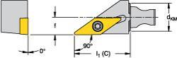 Kennametal - Right Hand Cut, Size KM12, VB.. 1103 Insert Compatiblity, External Modular Turning & Profiling Cutting Unit Head - 8mm Ctr to Cutting Edge, 20mm Head Length, Through Coolant, Series Micro Screw-On - USA Tool & Supply
