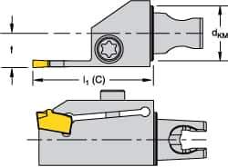 Kennametal - System Size KM16, Right Hand Cut, Modular Cutoff Cutting Unit Head - A2S A2 Insert Style, 1.181" Head Length, 0.472" Center to Cutting Edge, Series Micro A2 - USA Tool & Supply