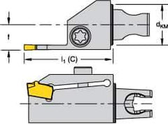 Kennametal - System Size KM16, Right Hand Cut, Modular Cutoff Cutting Unit Head - A2S A2 Insert Style, 1.181" Head Length, 0.472" Center to Cutting Edge, Series Micro A2 - USA Tool & Supply