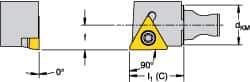 Kennametal - Right Hand Cut, Size KM16, TCMT 16T308 Insert Compatiblity, External Modular Turning & Profiling Cutting Unit Head - 10mm Ctr to Cutting Edge, 20mm Head Length, Through Coolant, Series Micro Screw-On - USA Tool & Supply