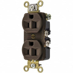 Hubbell Wiring Device-Kellems - 125V 15A NEMA 5-15R Industrial Grade Brown Straight Blade Duplex Receptacle - USA Tool & Supply