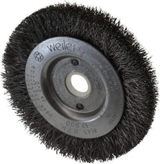 Weiler - 3" OD, 1/2" Arbor Hole, Crimped Steel Wheel Brush - 7/16" Face Width, 1/2" Trim Length, 0.008" Filament Diam, 12,500 RPM - USA Tool & Supply