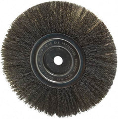 Weiler - 8" OD, 5/8" Arbor Hole, Crimped Steel Wheel Brush - 3/4" Face Width, 2-1/16" Trim Length, 0.008" Filament Diam, 6,000 RPM - USA Tool & Supply