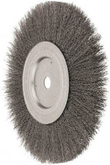 Weiler - 10" OD, 3/4" Arbor Hole, Crimped Steel Wheel Brush - 3/4" Face Width, 2-1/2" Trim Length, 0.0118" Filament Diam, 4,000 RPM - USA Tool & Supply