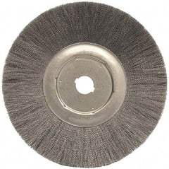 Weiler - 12" OD, 1-1/4" Arbor Hole, Crimped Steel Wheel Brush - 3/4" Face Width, 2-15/16" Trim Length, 0.006" Filament Diam, 3,000 RPM - USA Tool & Supply