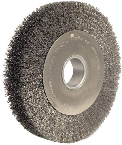 Weiler - 10" OD, 2" Arbor Hole, Crimped Steel Wheel Brush - 2" Face Width, 1-7/8" Trim Length, 0.02" Filament Diam, 4,000 RPM - USA Tool & Supply