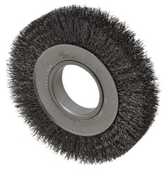 Weiler - 6" OD, 2" Arbor Hole, Crimped Steel Wheel Brush - 1" Face Width, 1-1/8" Trim Length, 0.014" Filament Diam, 6,000 RPM - USA Tool & Supply