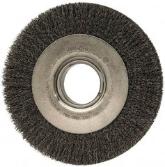 Weiler - 8" OD, 2" Arbor Hole, Crimped Steel Wheel Brush - 1" Face Width, 1-3/8" Trim Length, 0.0118" Filament Diam, 4,500 RPM - USA Tool & Supply