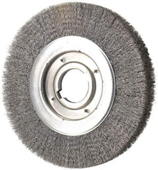 Weiler - 10" OD, 2" Arbor Hole, Crimped Steel Wheel Brush - 1-1/8" Face Width, 2" Trim Length, 0.0118" Filament Diam, 3,600 RPM - USA Tool & Supply