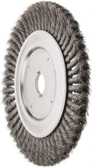 Weiler - 10" OD, 1-1/4" Arbor Hole, Knotted Steel Wheel Brush - 3/4" Face Width, 1-3/4" Trim Length, 0.016" Filament Diam, 4,500 RPM - USA Tool & Supply