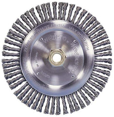 Weiler - 12" OD, 1-1/4" Arbor Hole, Knotted Steel Wheel Brush - 3/4" Face Width, 2-3/4" Trim Length, 0.016" Filament Diam, 3,600 RPM - USA Tool & Supply