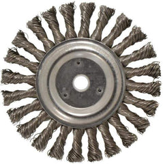 Weiler - 6" OD, 5/8" Arbor Hole, Knotted Steel Wheel Brush - 1/2" Face Width, 1-3/8" Trim Length, 0.023" Filament Diam, 12,500 RPM - USA Tool & Supply