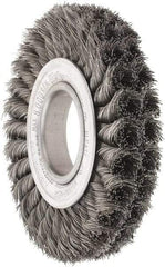 Weiler - 6" OD, 2" Arbor Hole, Knotted Steel Wheel Brush - 7/8" Face Width, 1-3/8" Trim Length, 0.016" Filament Diam, 8,000 RPM - USA Tool & Supply