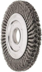 Weiler - 10" OD, 2" Arbor Hole, Knotted Steel Wheel Brush - 1-1/4" Face Width, 1-3/4" Trim Length, 0.023" Filament Diam, 4,500 RPM - USA Tool & Supply