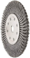 Weiler - 12" OD, 1-1/4" Arbor Hole, Knotted Steel Wheel Brush - 5/8" Face Width, 2-1/4" Trim Length, 0.02" Filament Diam, 4,500 RPM - USA Tool & Supply