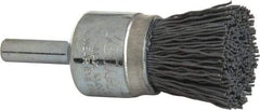 Weiler - 320 Grit, 3/4" Brush Diam, Crimped, End Brush - Extra Fine Grade, 1/4" Diam Shank, 10,000 Max RPM - USA Tool & Supply