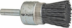 Weiler - 180 Grit, 3/4" Brush Diam, Crimped, End Brush - Very Fine Grade, 1/4" Diam Shank, 10,000 Max RPM - USA Tool & Supply