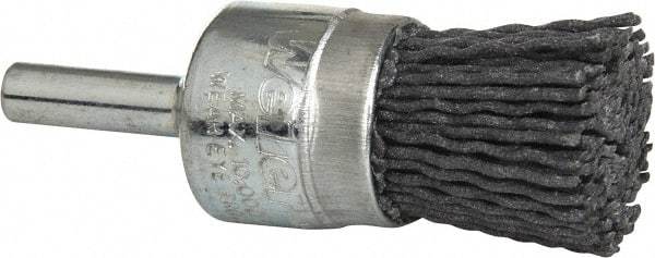 Weiler - 120 Grit, 3/4" Brush Diam, Crimped, End Brush - Fine Grade, 1/4" Diam Shank, 10,000 Max RPM - USA Tool & Supply