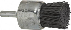 Weiler - 180 Grit, 1" Brush Diam, Crimped, End Brush - Very Fine Grade, 1/4" Diam Shank, 10,000 Max RPM - USA Tool & Supply