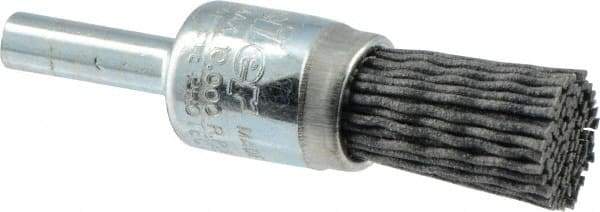 Weiler - 180 Grit, 1/2" Brush Diam, Crimped, End Brush - Very Fine Grade, 1/4" Diam Shank, 10,000 Max RPM - USA Tool & Supply