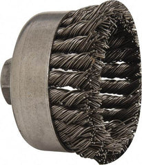 Weiler - 4" Diam, 5/8-11 Threaded Arbor, Steel Fill Cup Brush - 0.035 Wire Diam, 1-1/4" Trim Length, 9,000 Max RPM - USA Tool & Supply