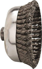 Weiler - 6" Diam, 5/8-11 Threaded Arbor, Steel Fill Cup Brush - 0.035 Wire Diam, 1-3/8" Trim Length, 6,600 Max RPM - USA Tool & Supply