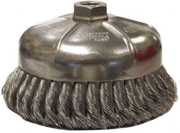 Weiler - 2-3/4" Diam, 3/8-24 Threaded Arbor, Stainless Steel Fill Cup Brush - 0.02 Wire Diam, 1" Trim Length, 14,000 Max RPM - USA Tool & Supply