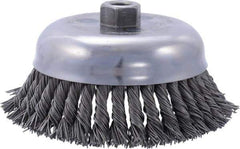 Weiler - 6" Diam, 5/8-11 Threaded Arbor, Steel Fill Cup Brush - 0.035 Wire Diam, 1-5/8" Trim Length, 6,000 Max RPM - USA Tool & Supply